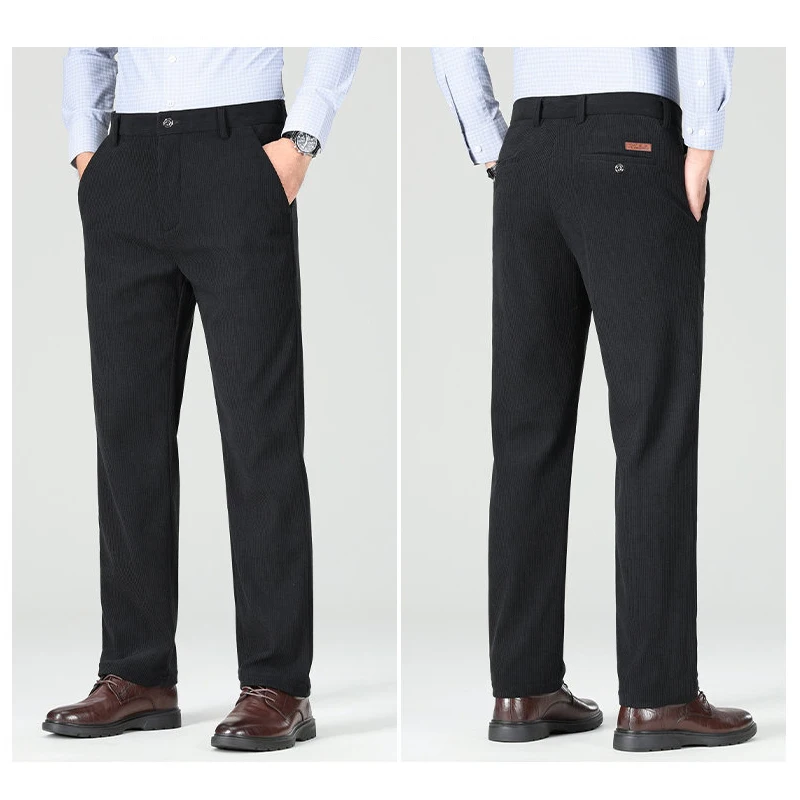 

Mens Corduroy Dress Pants Classic Fit Business Casual Work Pants Vintage Trousers for Men Party Brown Black Brand Pants