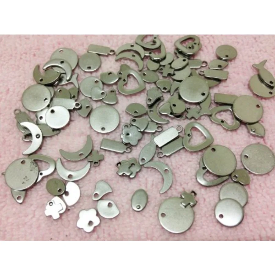 

20pc Assorted Stainless Steel Stamping Blanks Circles Moons Hearts Rectangles...