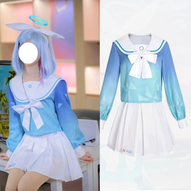 

Anime Blue Arona Cosplay Archive Costume Sailor Clothing White JK Skirt School Uniform Role Play Outfit for Women Girls