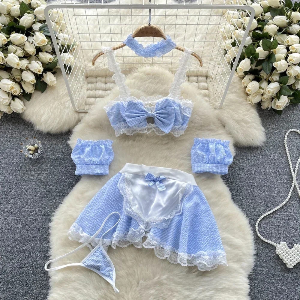 Fashion Sweet Cute Night Dress Ruffle Cake Lolita Princess Dress Hollow Strapless Evening Dress Nightgown Cosplay Sexy Pajama