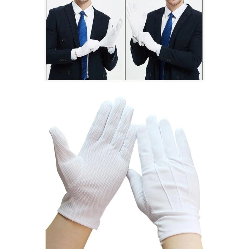 Găng tay trắng 5asd với găng tay nghi thức chính thức của Nonslip Dotted.