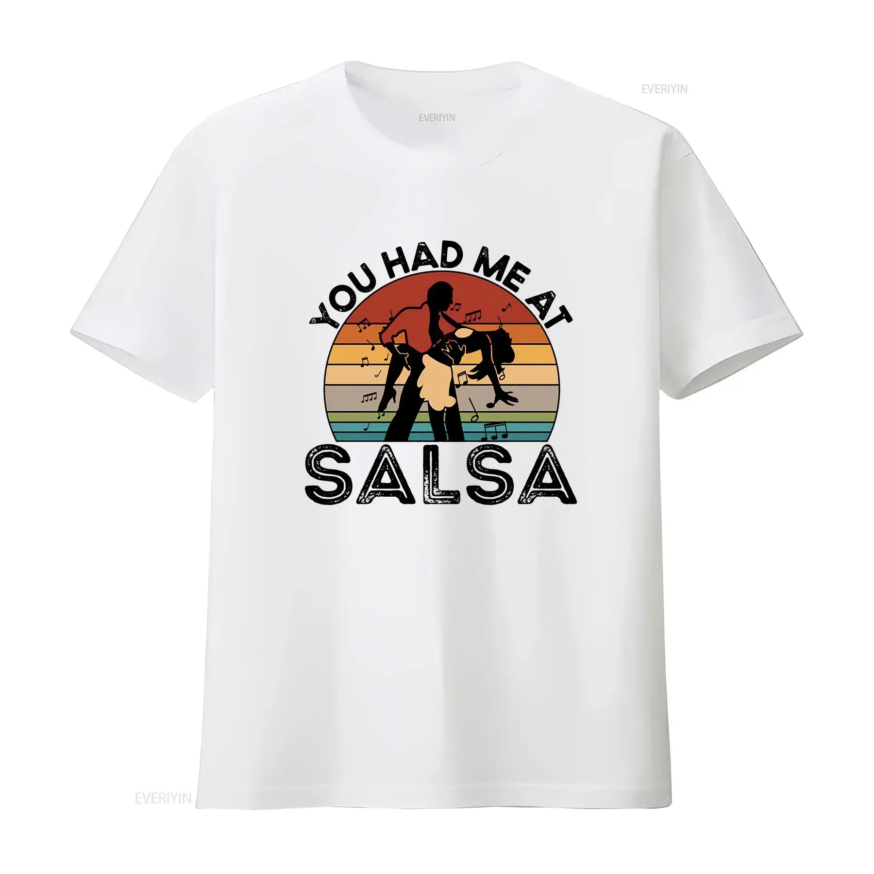 Romantic Salsa Dance Sunset T Shirt Perfect Date NighT vintage Washed fashion homme Slightly Versatile Stretched Breathable