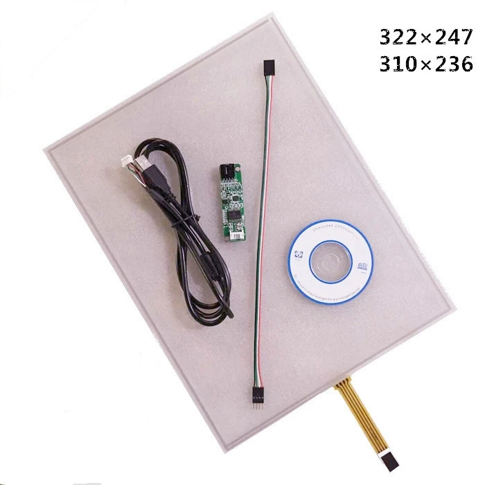 

15 inch 4-wire touch screen industrial grade display resistor screen with driver periphery 322 *247