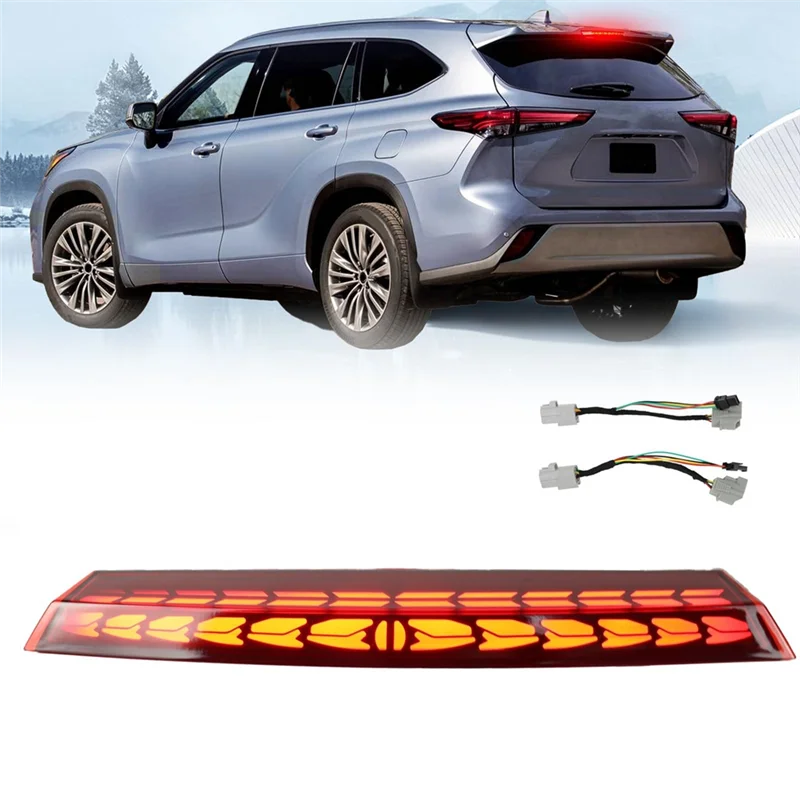 مركز خلفي ارتفاع جبل 3Rd ضوء الفرامل LED مصباح مكبح ثالث أضواء خلفية لتويوتا هايلاندر 2022-2025 اكسسوارات