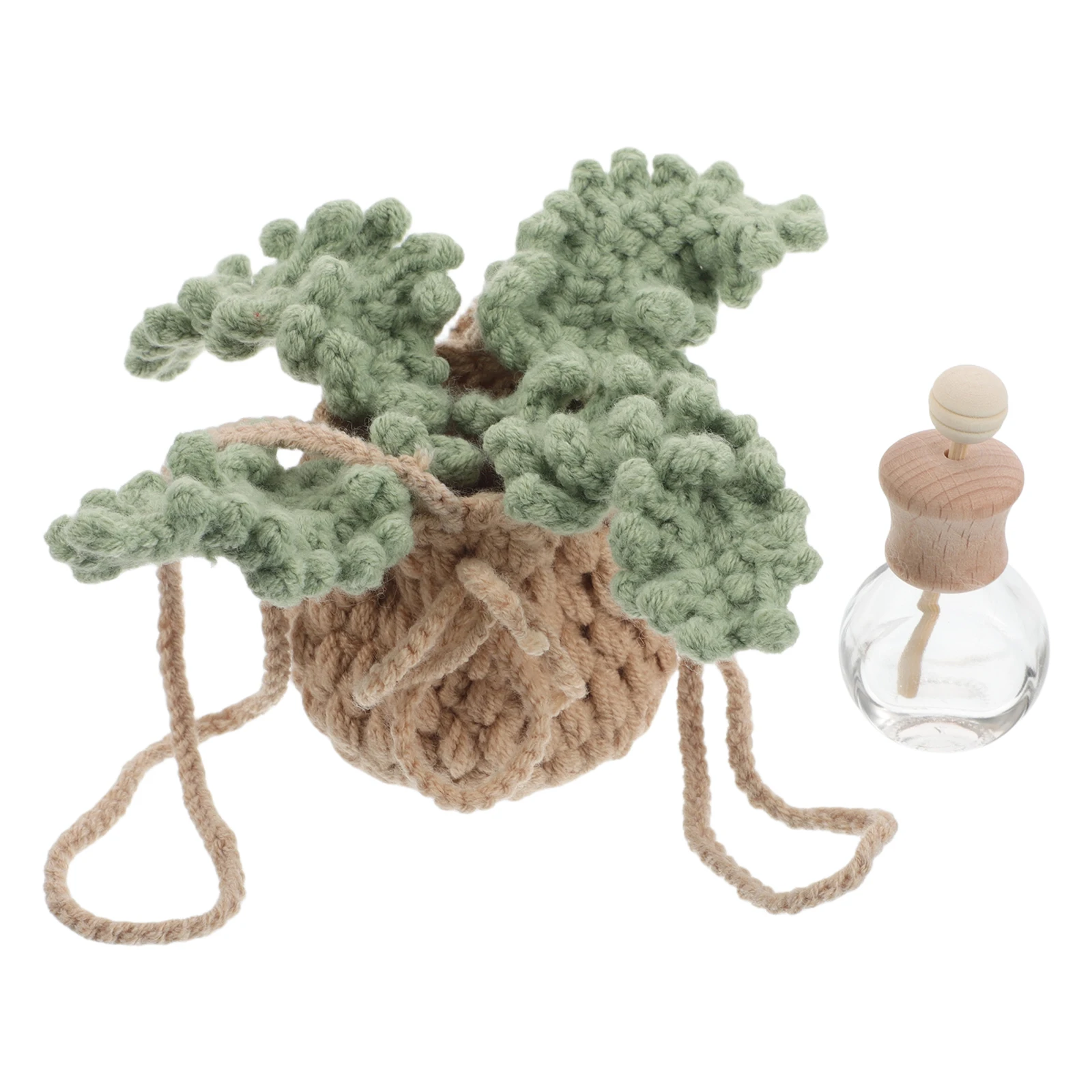 

2 Pcs Car Accessories Mirror Hanging Crochet Ornament Charm Cotton Linen Creative Handwoven Durable Knitted Basket Flower