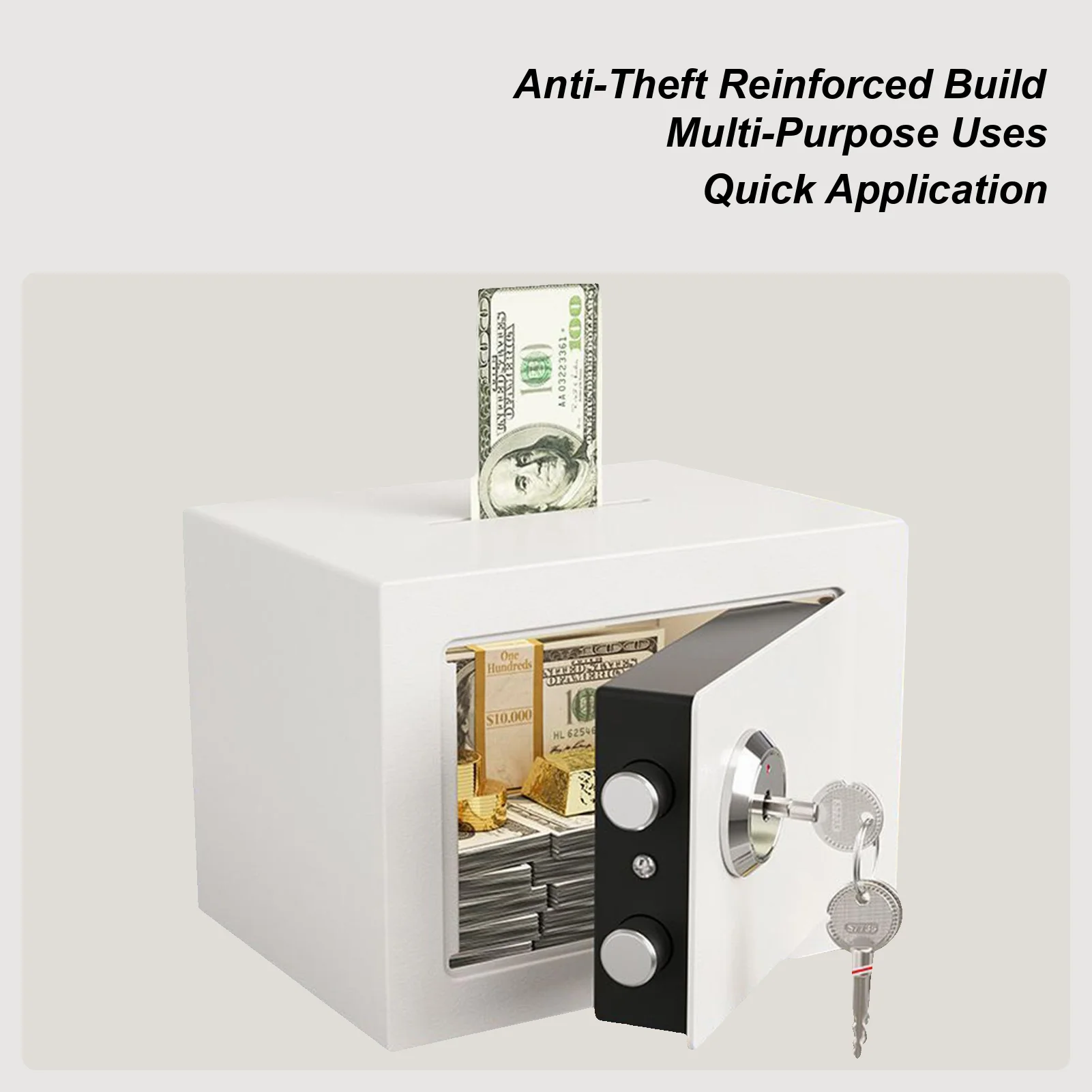 Safe Box Anti-Theft Small Safe Box with Coin Slot Anti-Theft Storage Organizer for Jewelry File Coin Document Valuables Indoor