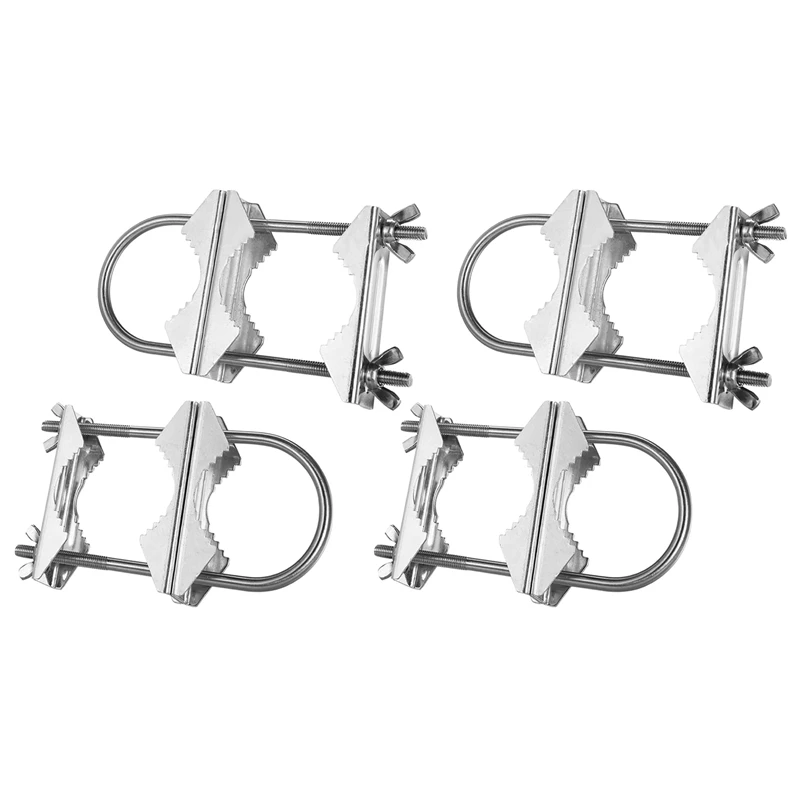 2X Double Antenna Mast Clamp V Jaw Block With U Bolts Heavy Duty Anti-Rust Mast To Mast Mount Bracket Kit For TV,CB,Ham