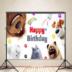 Woncol The Secret Life Of Pets Photo Background Happy Birthday Photography Backdrop Custom Party Decor Banner Photo Booth Props