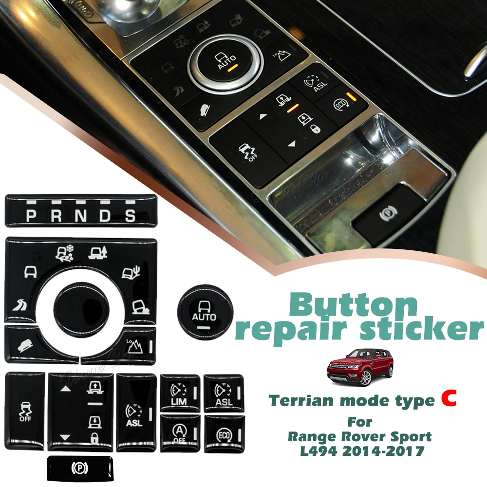 Für Range Rover Sport L494 Mittelkonsolen-Tastenabdeckung für Vogue 2013–2017 Gelände-Traktionssteuerungsaufkleber für Discovery L462 – Detail 9
