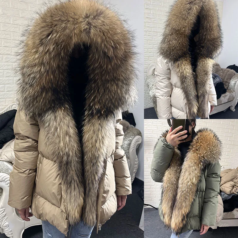 2026 MAOMAOKONG White Duck Down Jacket Winter Women Warm Loose Coat Natural Real Fox Fur Collar Thick Luxury Outerwear parkas