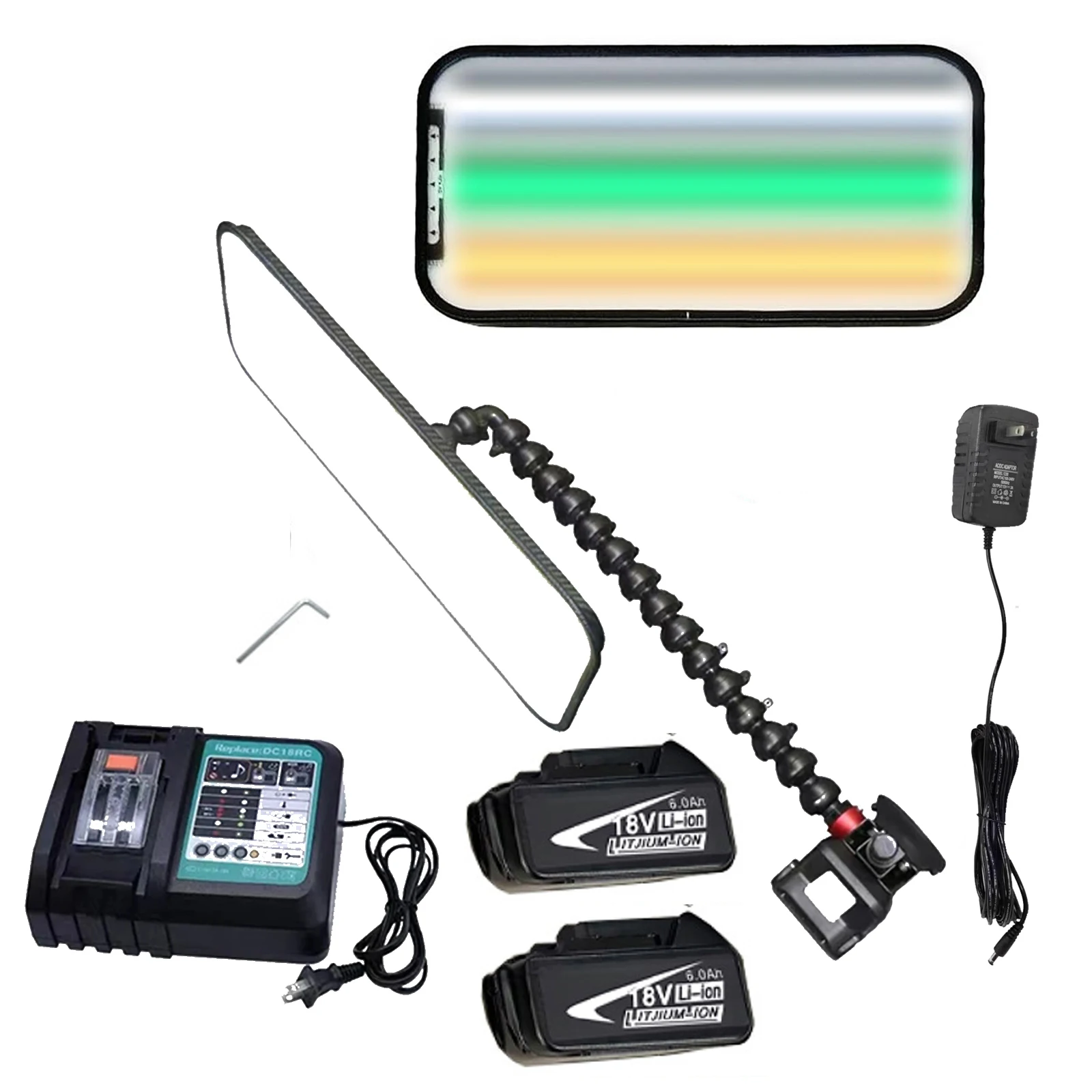 Lampa PDR do usuwania wgnieceń samochodowych z dwoma bateriami 6000 mAh i szybką stacją ładującą, 12 trybów kolorów światła, bez malowania.