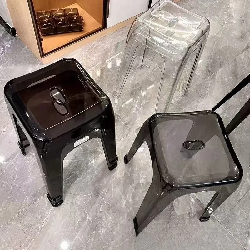 Acrylic stool household small stool thickened stackable dining table extra thick living room high transparent plastic stool