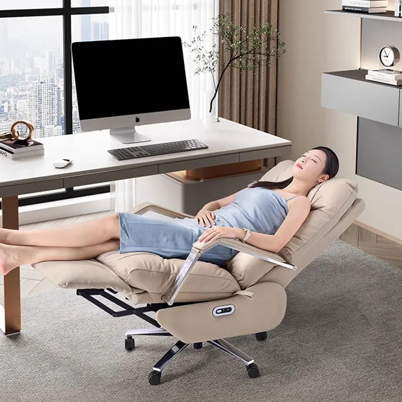 

Computer Armchair Relaxation Office Chair Footrest Relax Wheels Chairs Clients Ergonomic Design Luxury Silla Oficina Furniture