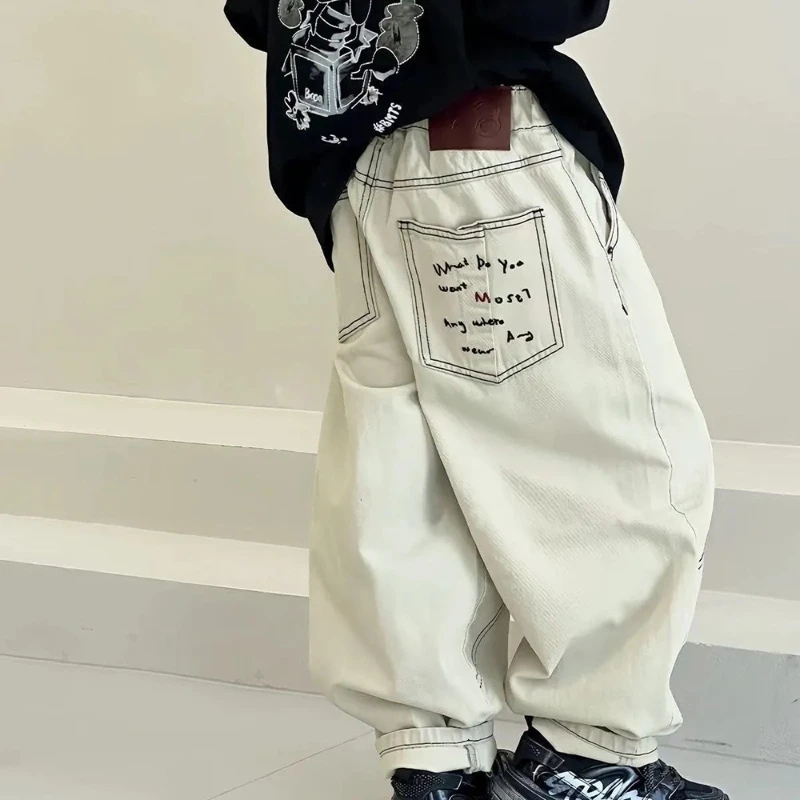 

2025 New Autumn and Winter Versatile Children's Solid Color Design with Flowing Work Pants