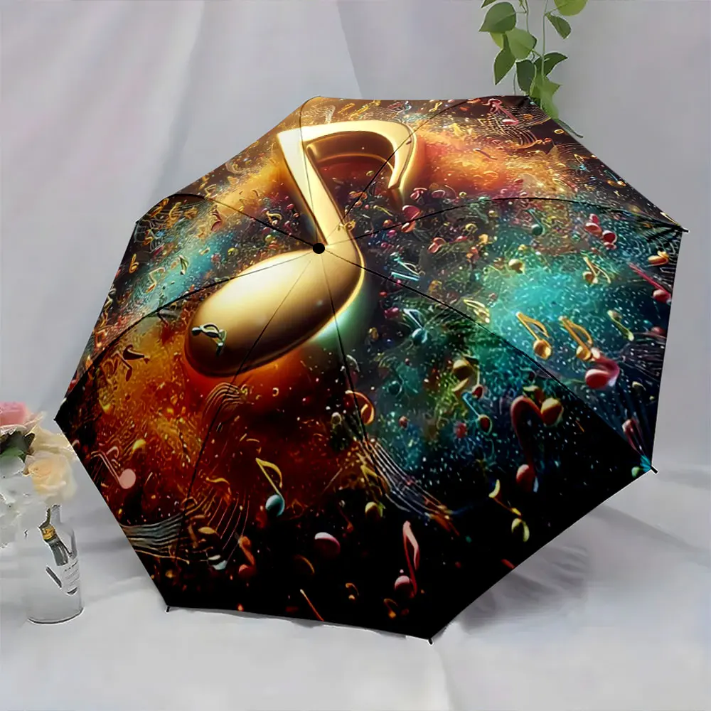 Colorful Artistic Music Note Design Vibrant Umbrella portable waterproof sun rain umbrella for outdoor travel beach