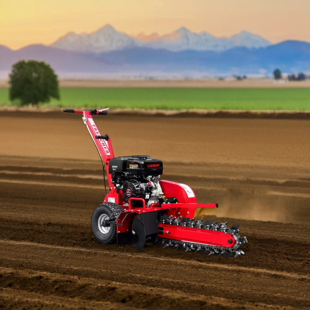 2025 TUV CE Approved 15HP Trenching Machine Mini Chain Trencher Super Durable Mini Skid Steer Trencher Machine