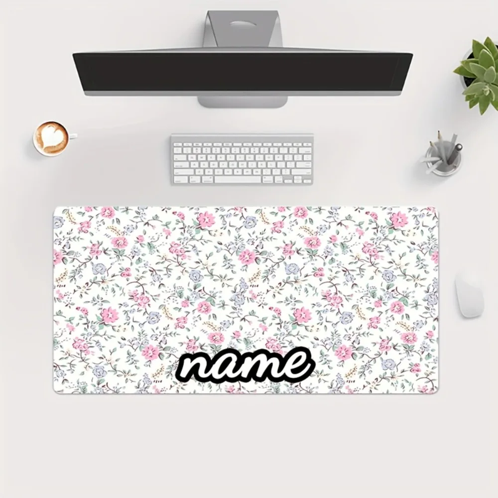 

1PC Floral Mouse Pad Pink Purple Flowers Green Leaves, Office Home Gift For Valentine Birthday Mother's Day Father's Day Party