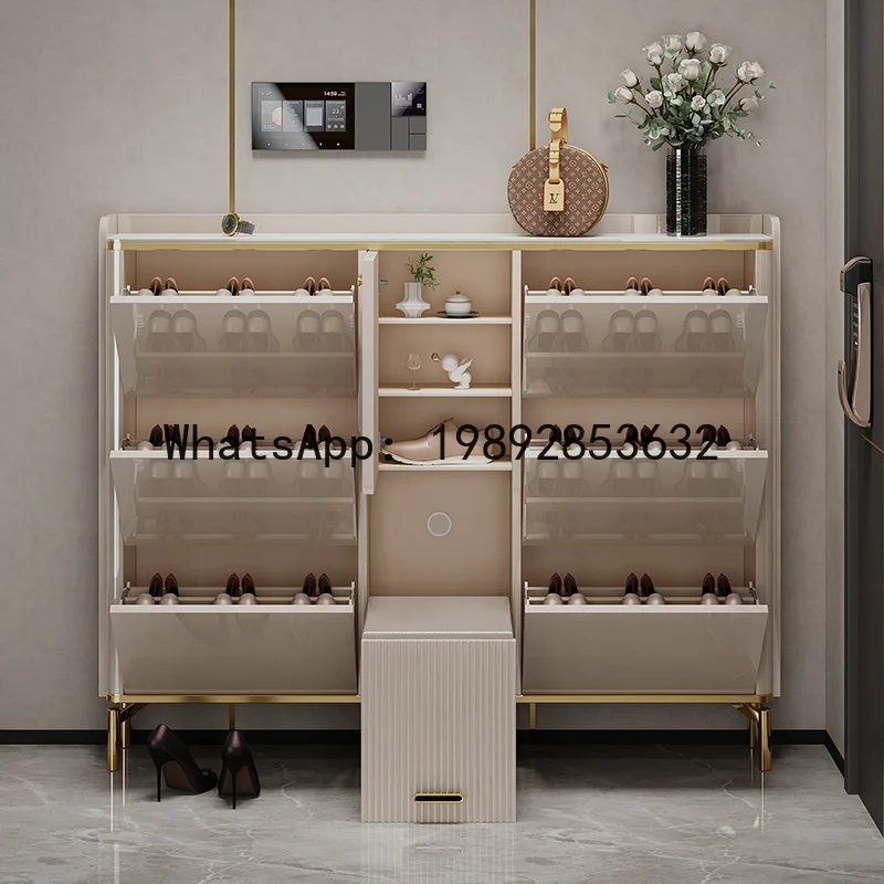 YFY Ultra-Thin Simple Entryway Flip Shoe Cabinet Home Doorway Large Capacity Space-Saving 17cm Flip-Top Door