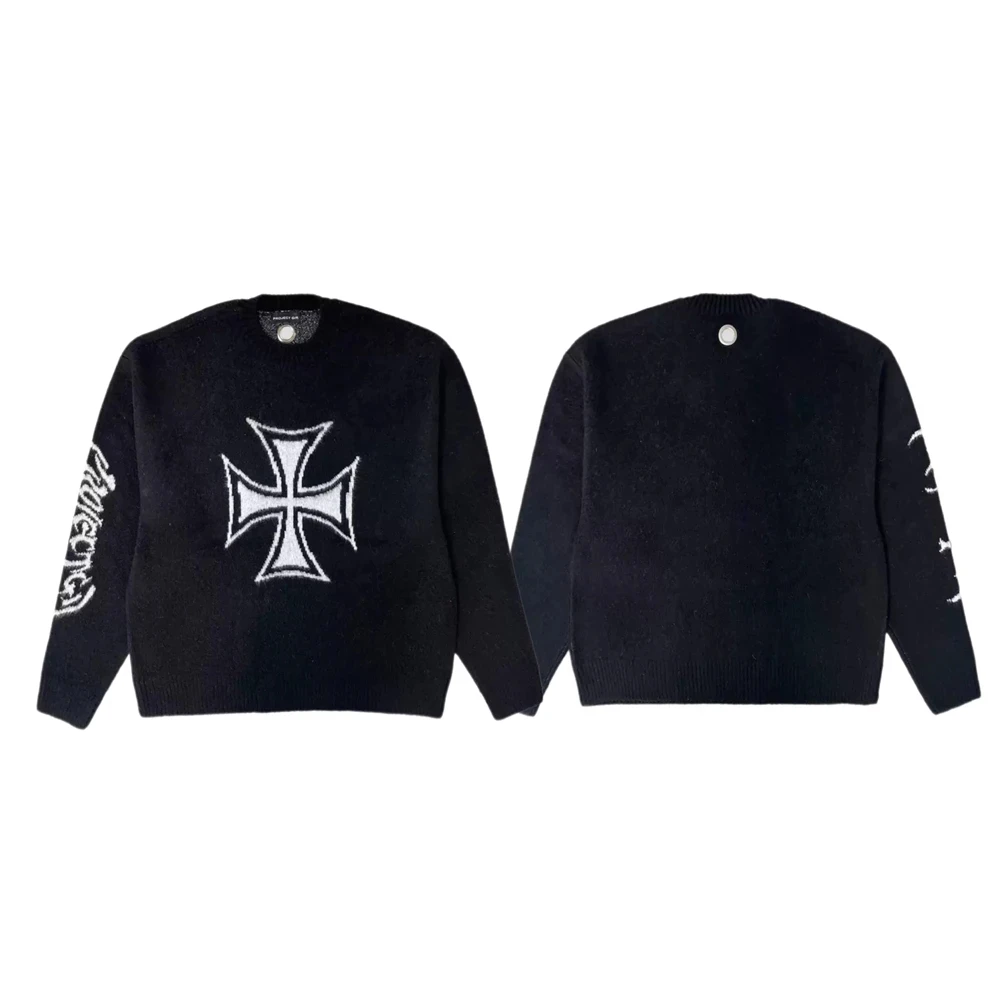 Czarny sweter Black West Coast Choppers Project G/R Męski Damski Najwyższej Jakości Bluza z Okrągłym Dekoltem