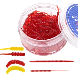 120pcs / box Soft Worm Maggots Bait 20mm Artificial Silicon Jig Shad Swimming Fishing Lure bass soft fish smell soft baits