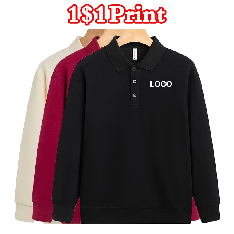 New collar hoodie custom printed logo for both men and women long sleeved workwear team uniform cultural shirt embroidery