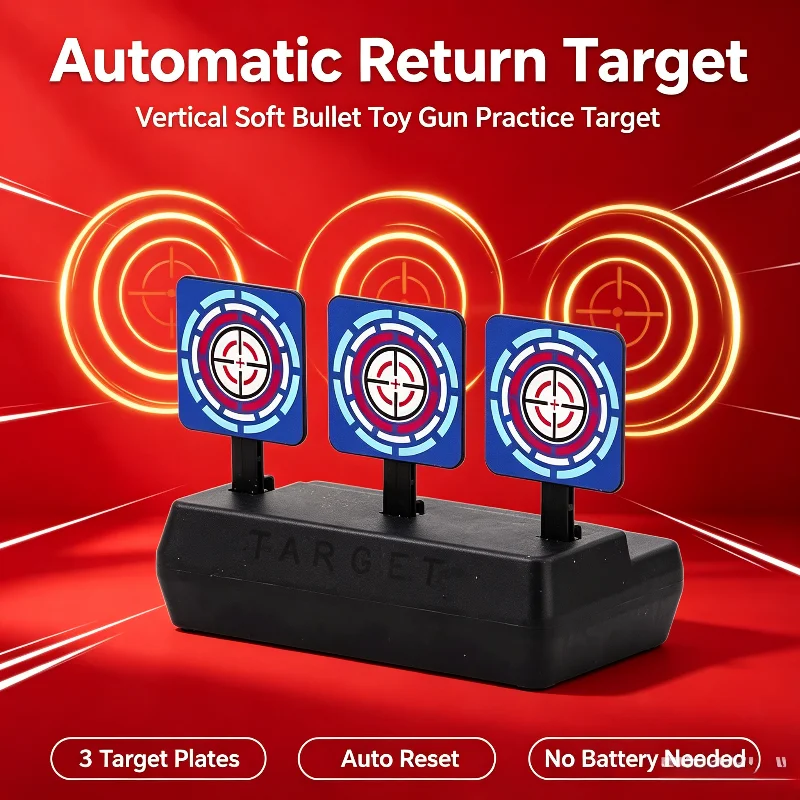3 Target Plates Automatic Reset Target Mechanical Rebound Soft Ball Practice Shooting Target Hobby Entertainment Accessory