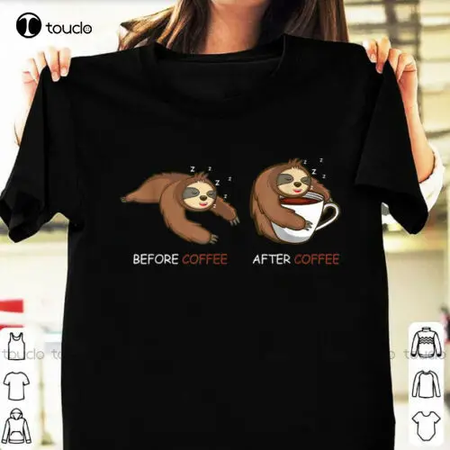 Coffee Funny Sloth Hugging Coffee Lovers Gift T-Shirt Women Mens Casual Shirts Cotton Tee Shirts Xs-5Xl Unisex Fashion Funny