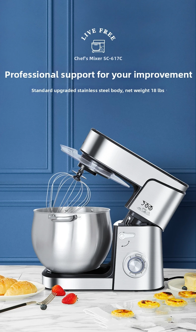 12L Gewerbliche Standmixer, Teigkneter & Rührbesen, Hochleistungs-Küchenmaschine Professioneller Chefmixer mit Edelstahlschüssel – Detail 3