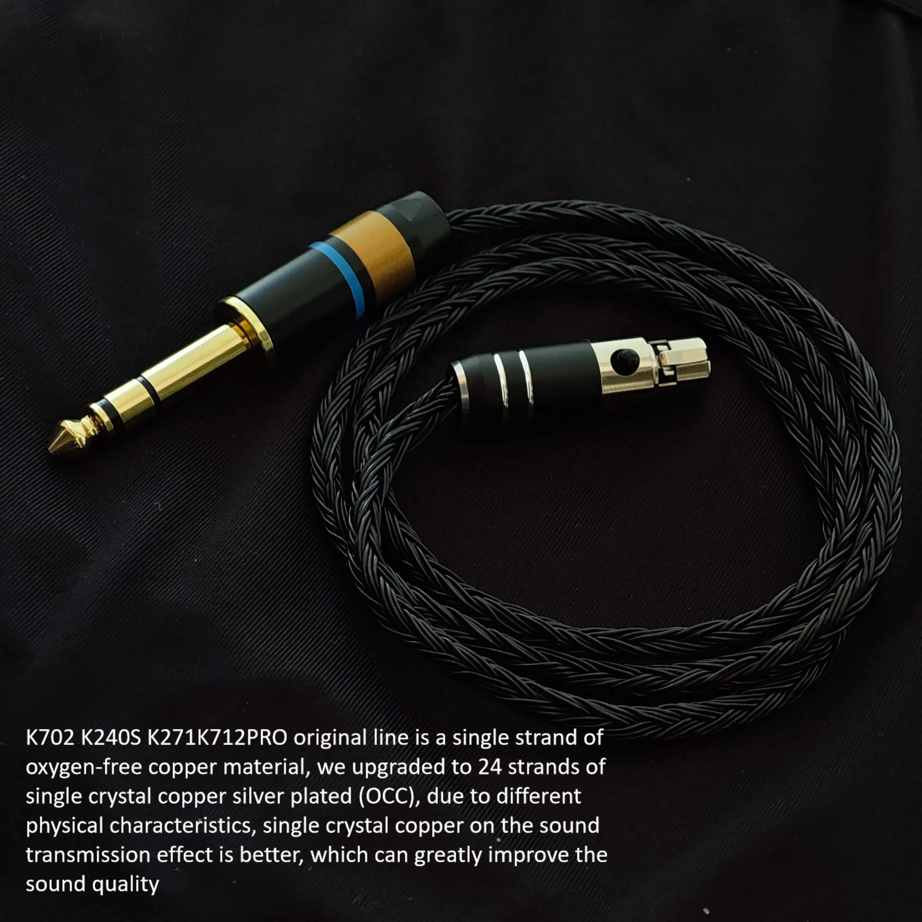 K702 K240S K271 K712PRO 24 Core OCC Silver Plated Upgrade Wire Earphones Cable Mini XLR, 6.35mm 2.5/3.5/4.4mm