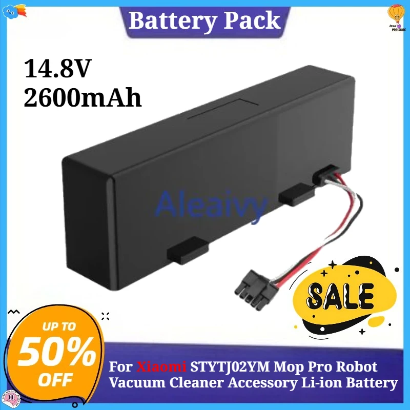 

18650 Robot Replacement Battery 14.8V 2600mAh For Xiaomi STYTJ02YM Mop Pro Robot Vacuum Cleaner Accessory Li-ion Battery