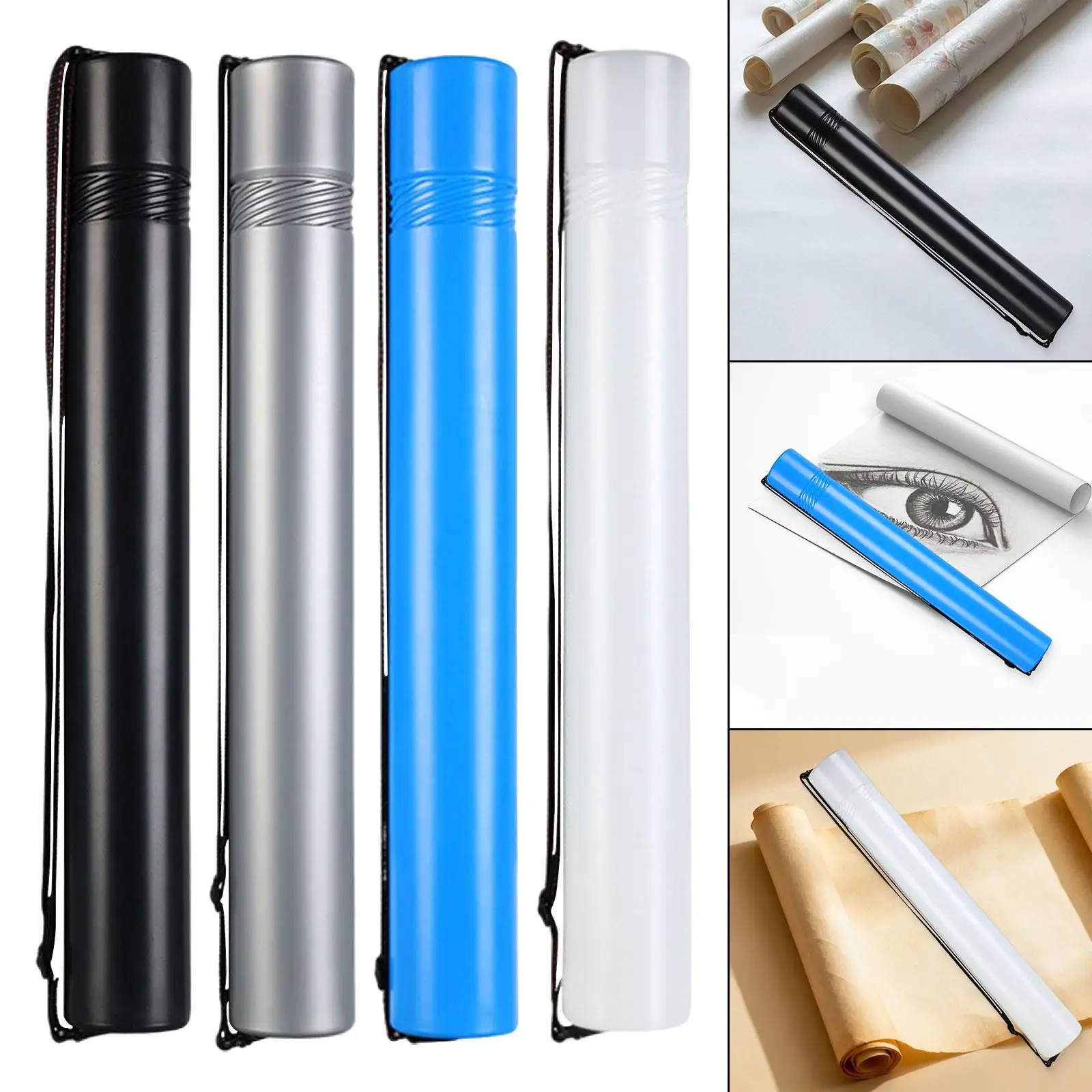 Poster Storage Tube Round Storage Case 20"-37" Extendable with Adjustable Strap for Paper Rolls Drawings Documents