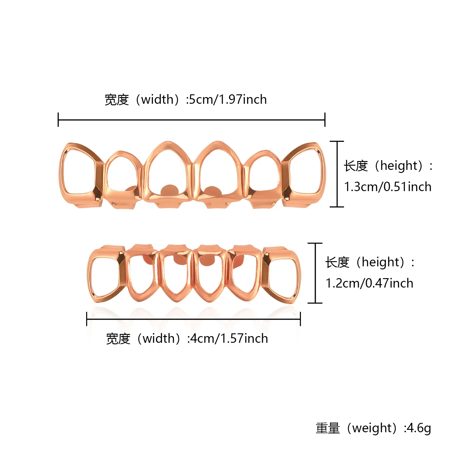 YOUNGX أعلى أسفل 6/6 لامعة كامل الجوف الأسنان Grillz الهيب هوب الشرير 6 ثقوب قبعات الأسنان للنساء الرجال المجوهرات هالوين هدية #3
