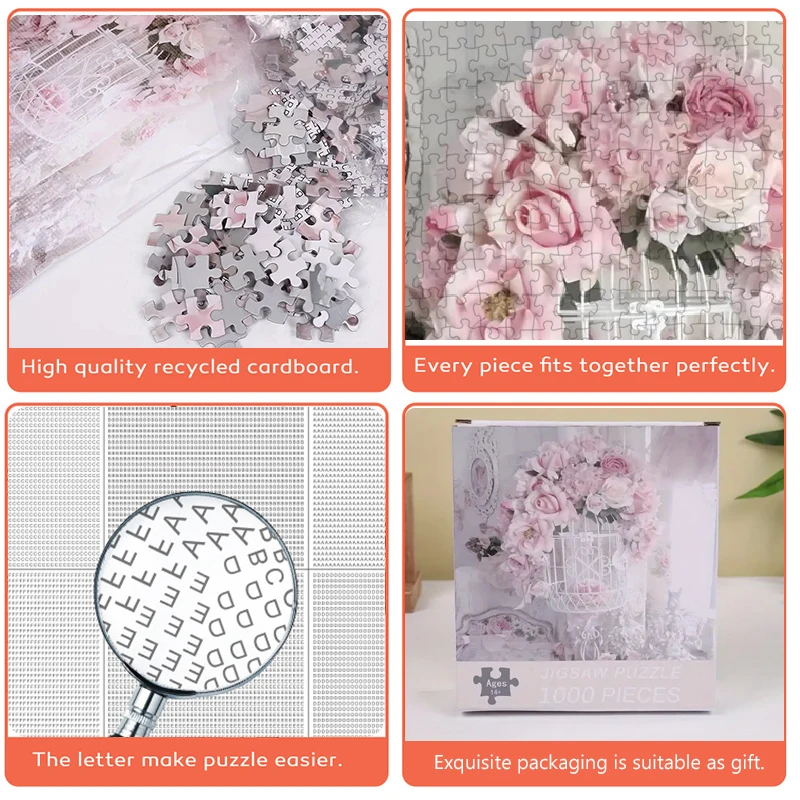 70cm * 50cm 1000 stücke rosa Nelken Blumen puzzle Erwachsenen Stress abbau schöne Landschafts malerei Puzzle Home Wand dekoration