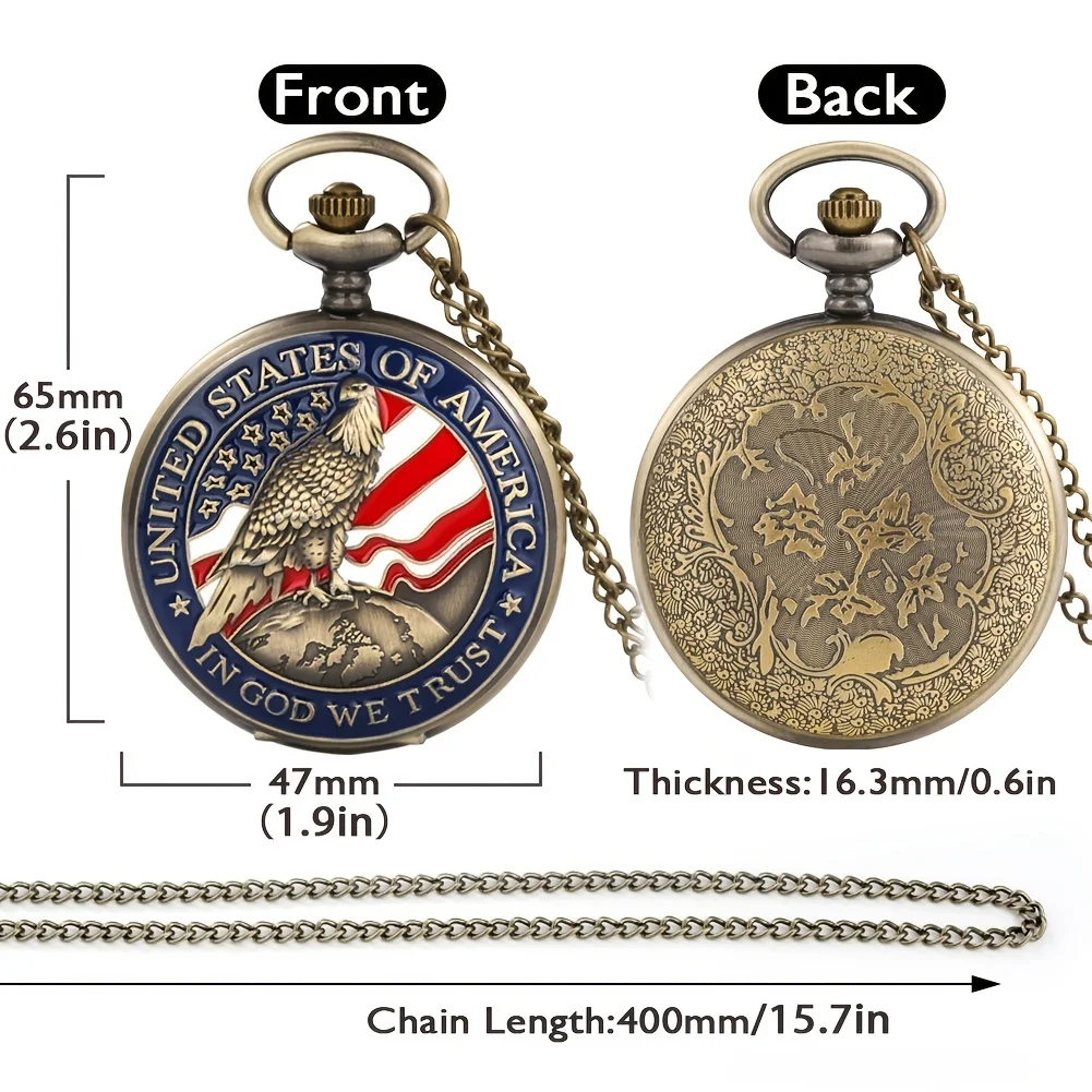1pc Antique Bronze American Pocket Watch Pendant - Unique Collectible Timepiece with Vintage Charm