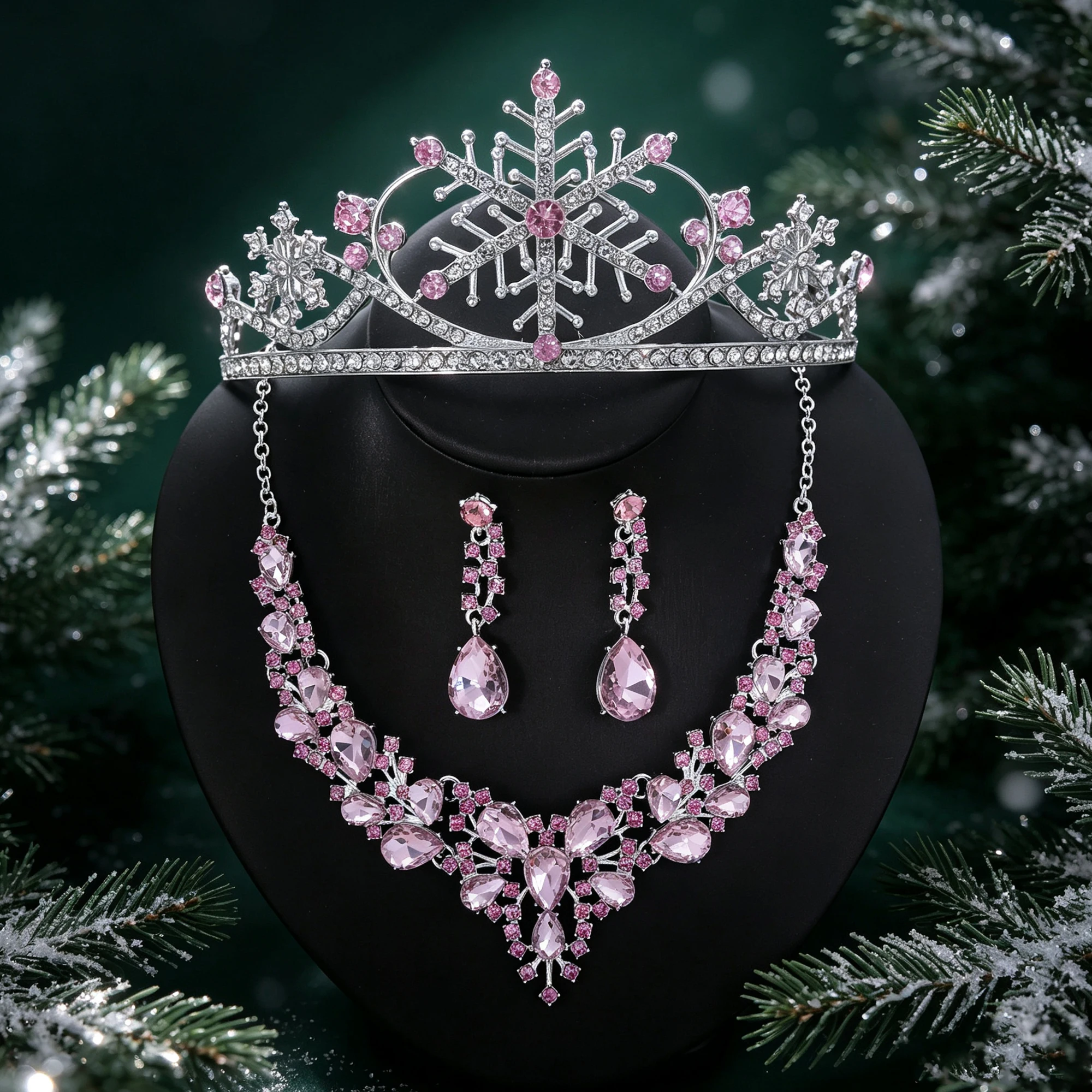 Earrings - 1/3 قطع، تاج على شكل ندفة
