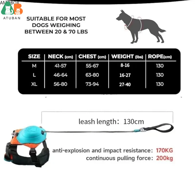 Adjustable dog harness and leash in one, retractable hands-free leash, adjustable pet carrier, suitable harness for small dogs