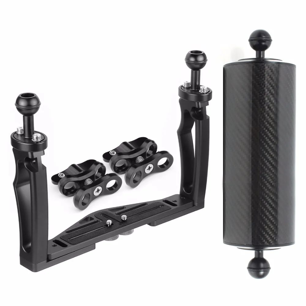 Tauchen DSLR Kamera käfig Dual Handheld Tray Halterung Buttery Clip Kohle faser Verlängerung sarm schwimmende Stativ halterung für Gopro 13 – Detail 27