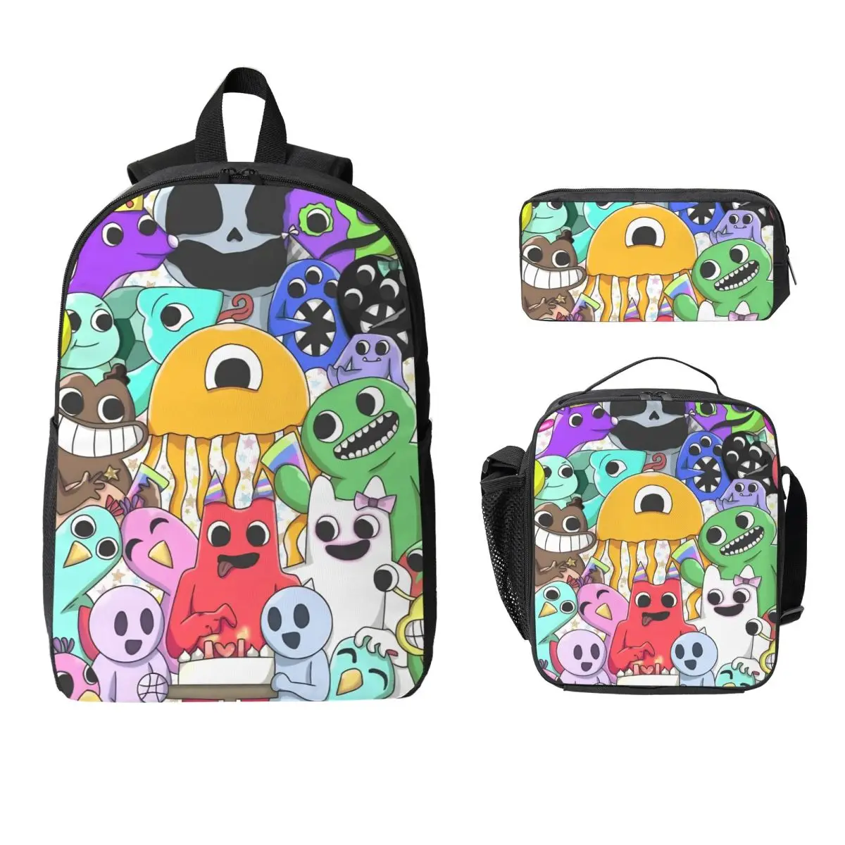 

3 шт., набор рюкзаков Garten Of Banban для мальчиков и девочек, пеналы, наборы сумок для книг с ланч-бокс для школьников, рюкзак