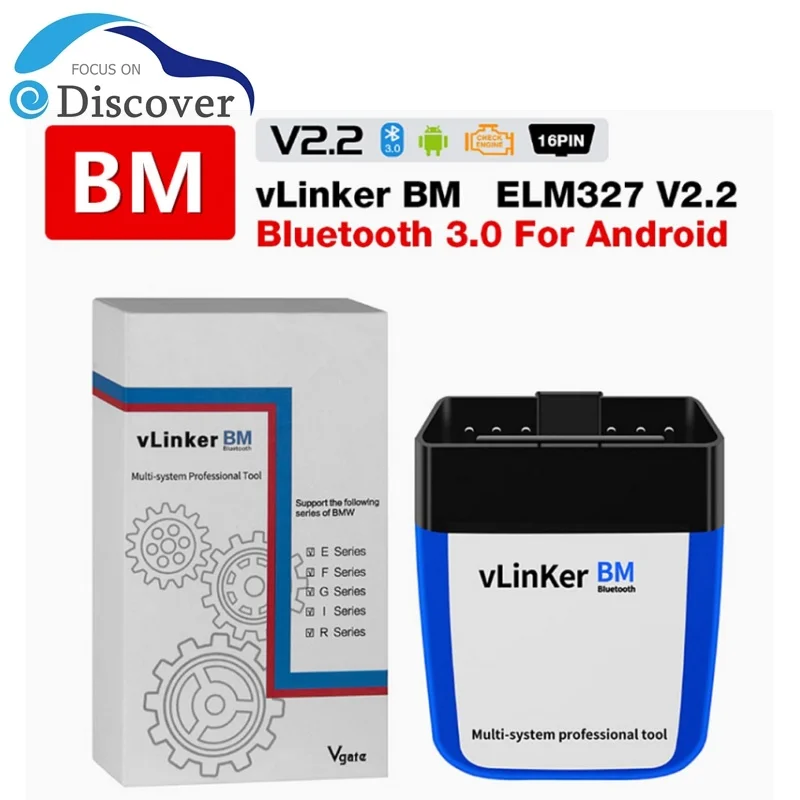 Vgate vLinker BM ELM327 V2.2 For BMW Scanner Bluetooth-compatible 3.0 OBD2 Car Diagnostic ELM 327 Supported for BMW models