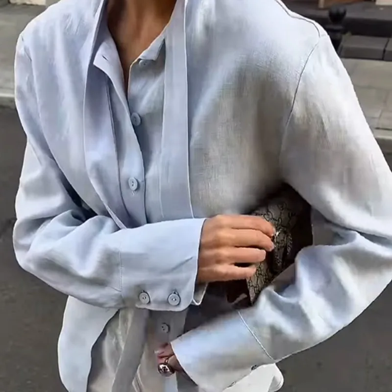 بلوزات نسائية عصرية من Talenza للخريف قميص بشريط رفيع ورباط علوي سترة جديدة عالية الشارع بلوزات نسائية أنيقة غير رسمية