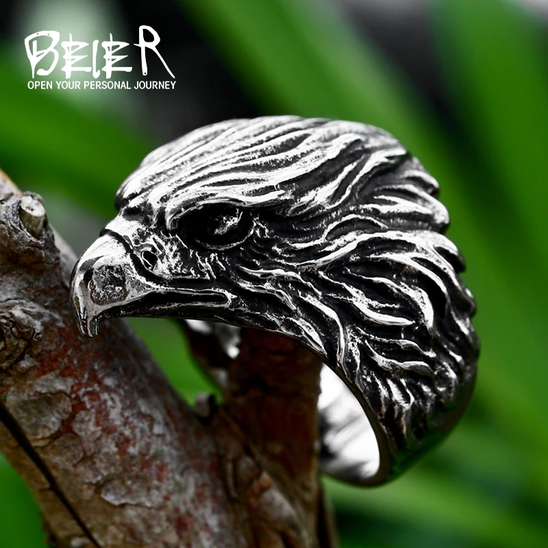 BEIER 2023 New Style Stainless Steel Viking Eagle Ring American Style Heavy High Quality Men\'s Cool Ring  Animal Jewelry