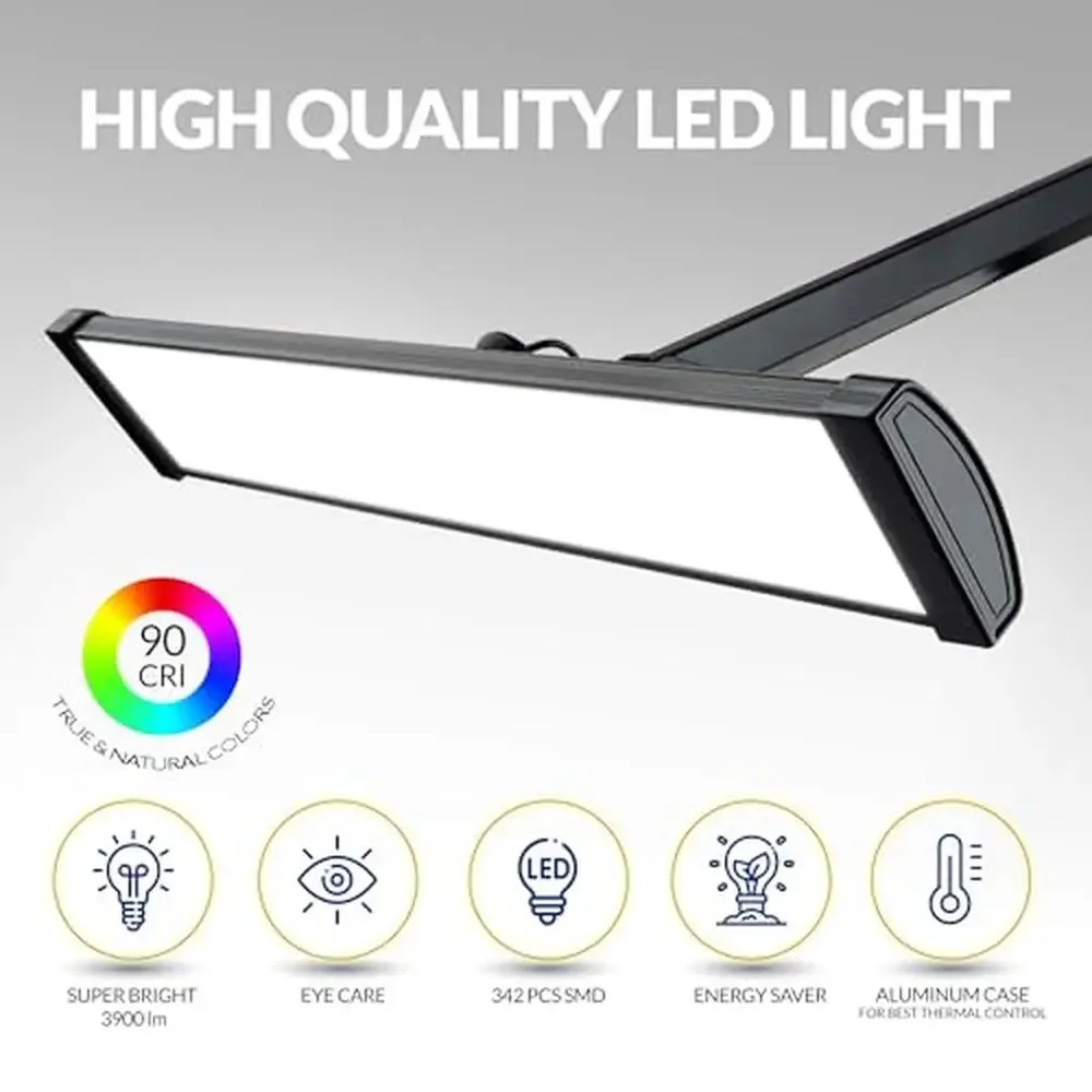 Professional LED Desk Lamp Ultra Bright 3900 Lumens Adjustable Brightness Eye-Friendly Task Light Home Office Crafting Sewing