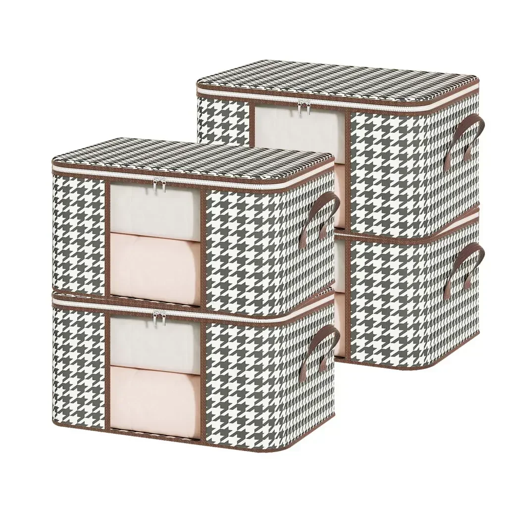 صندوق تخزين مرئي ذو سعة كبيرة منظم ملابس منزلي محمول مع مقابض حاوية لحاف قابلة للطي مقاومة للغبار وسحاب #2