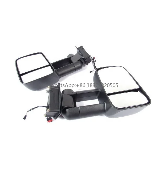 SAN HIMA Black & Silver Long Foot Manual Extendable Towing Mirrors fit Toyota Land Cruiser 70-79 1984-2019