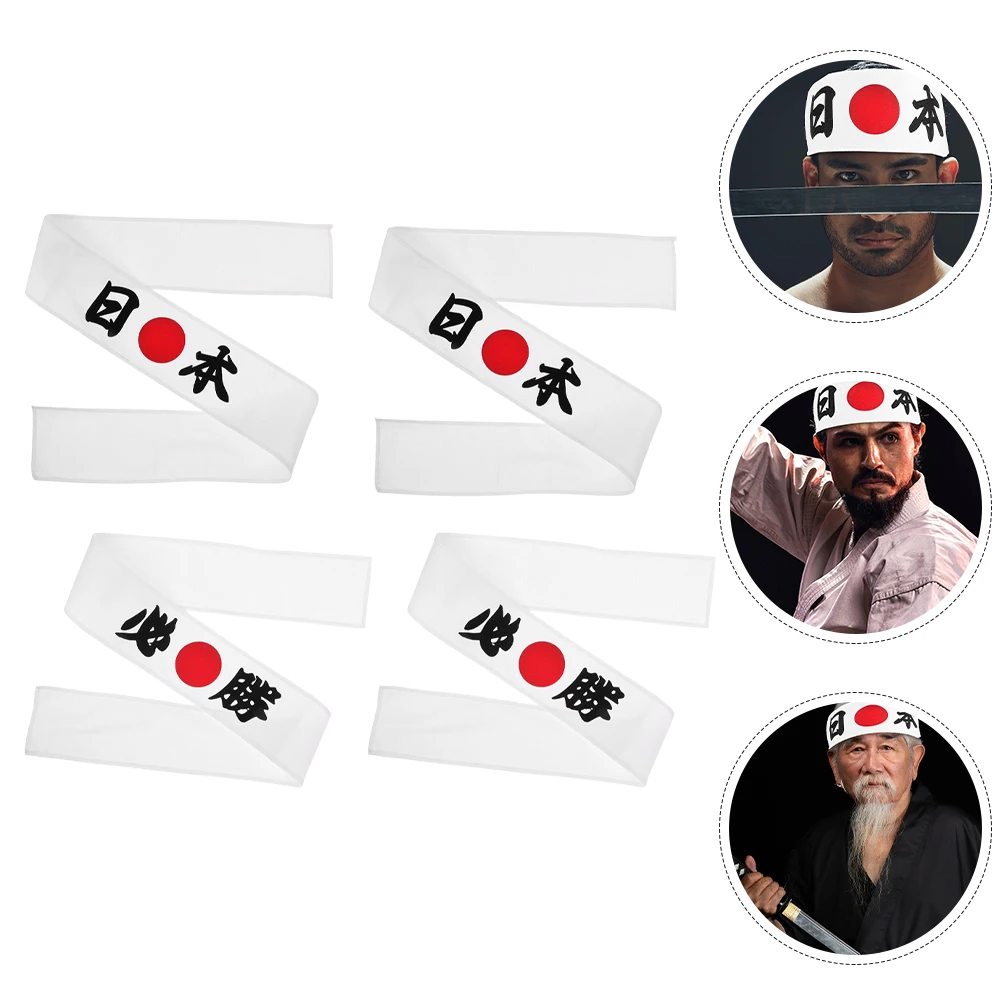 

4 Pcs Japanese Chef's Hair Belt Accessories Headband Cooking Decorative Samurai Accessory
