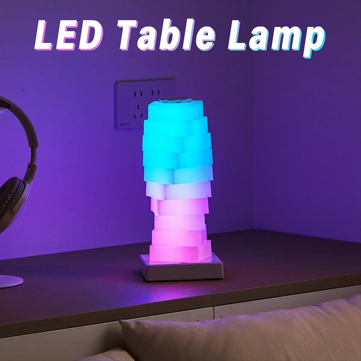 AA19 Color Changing Desk Lamp RGB Warm Light&Colorful LED Lamp Bedside Table Decoration Lamp Touch Switch Multi-Step Light
