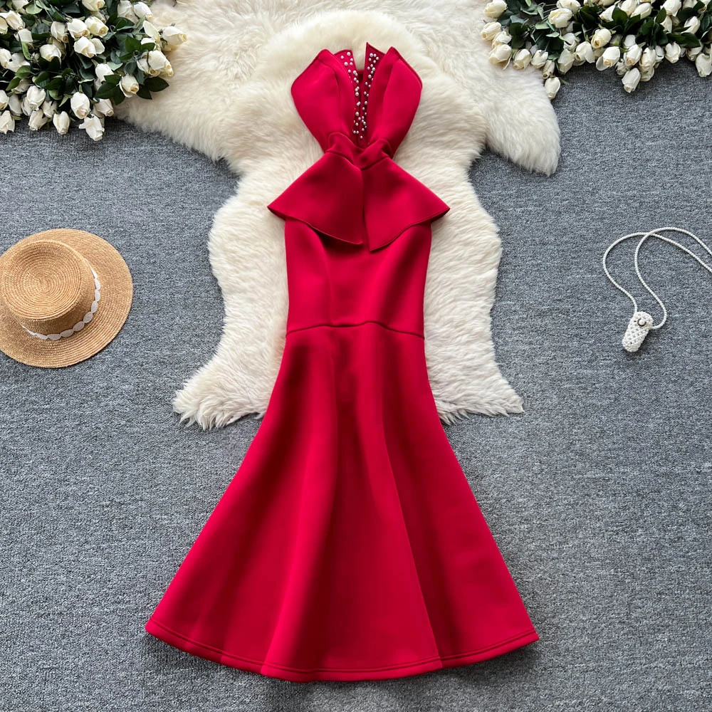 

Sexy Ruched Dress Chic Vintage Evening Party Club Women Chic Summer fairycore Long dress ceremony dresses