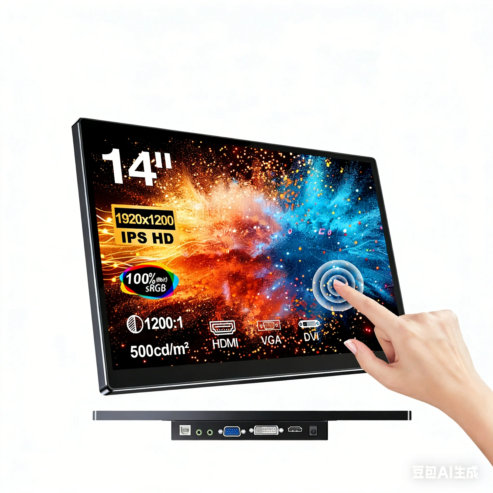 Unew 14 inch 1920x1200 Touch Monitor 500cd 16:10 60Hz IPS Draagbare Monitor Tweede Scherm voor Laptop Schakelaar Xbox VESA 75*75mm