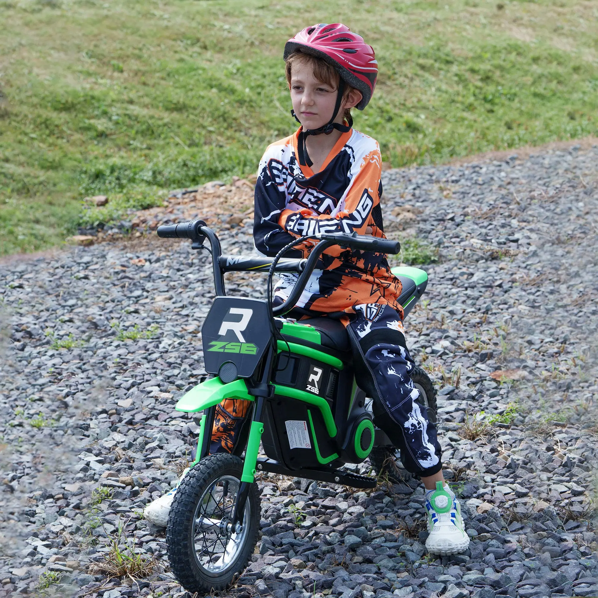 HOMCOM 24V Kids Electric Motorbike with Twist Grip Throttle, Music, Horn