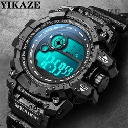 YIKAZE-relojes digitales LED para hombre, luminosos, deportivos, resistentes al agua, con fecha, militar, Masculino